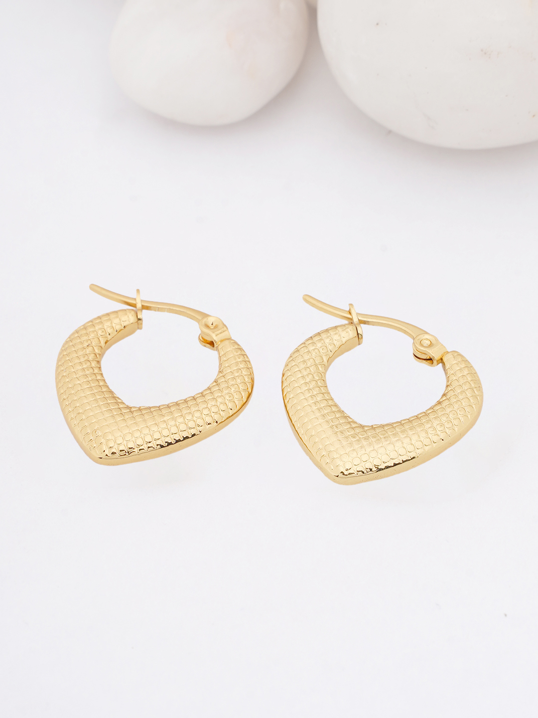 Textured Gold Teardrop Hoop Earrings