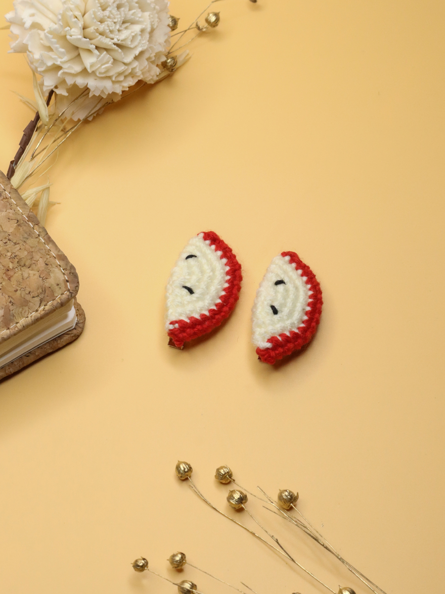 Crochet White Watermelon Hair Clips