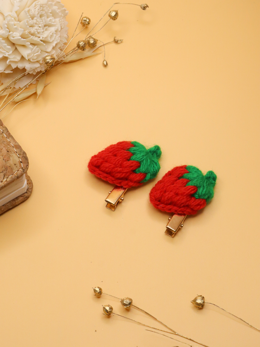 Red Crochet Strawberry Hair Clip