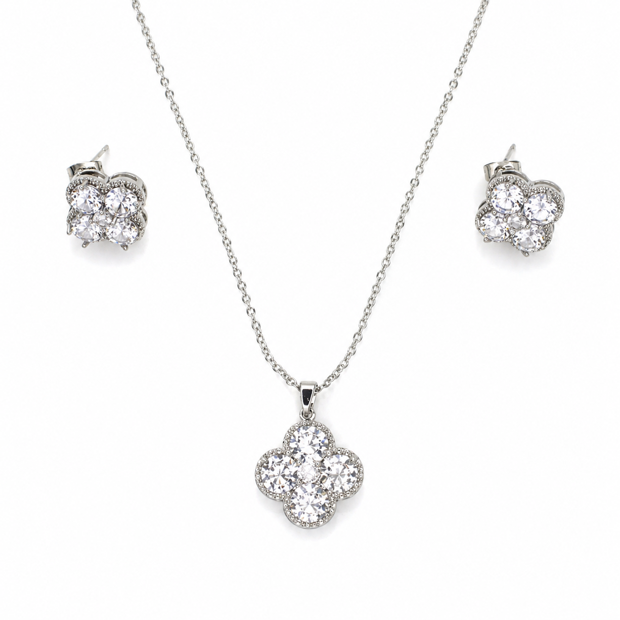 Diamond Flower Necklace Set
