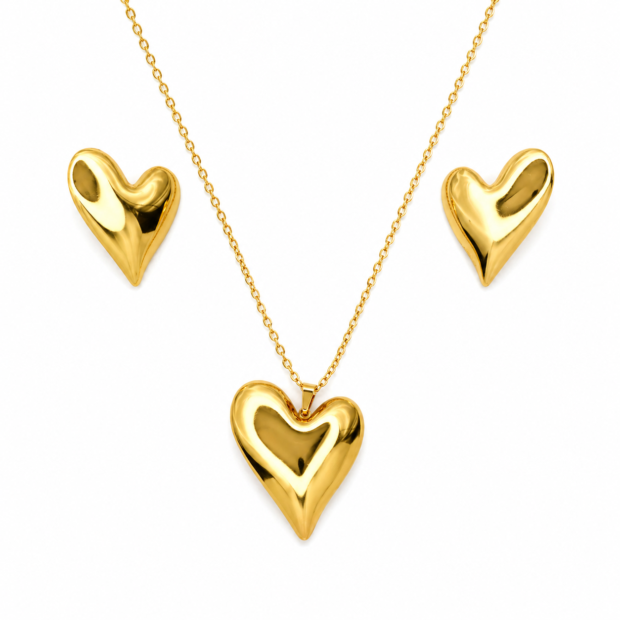 Golden Love Heart Necklace Set