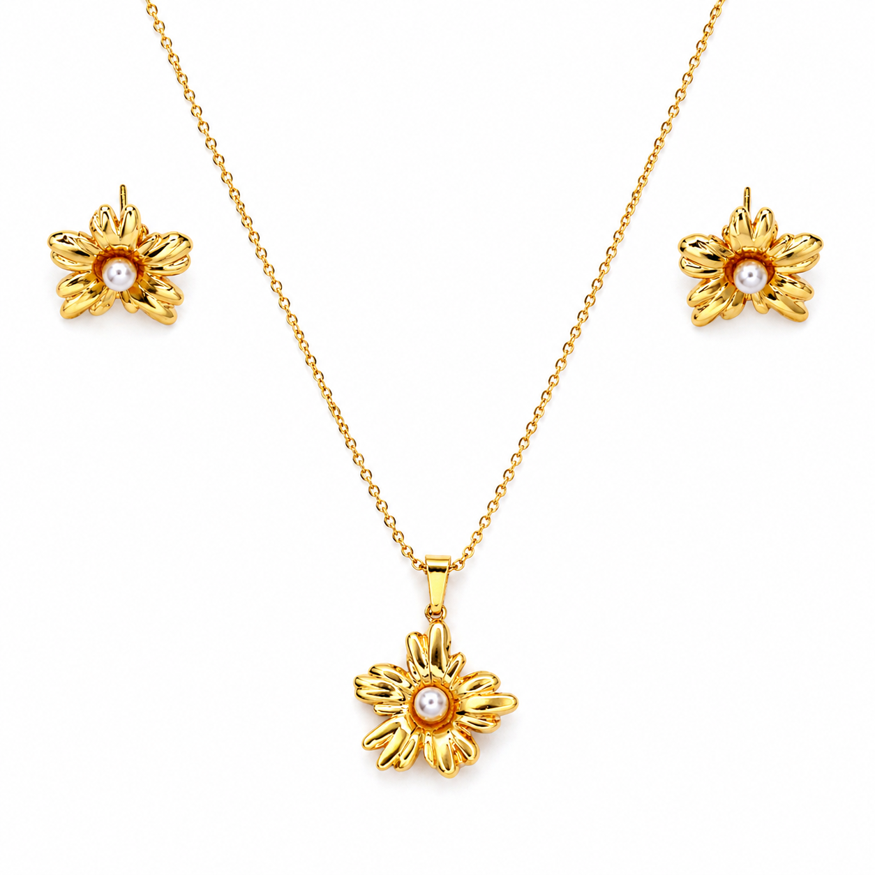 Lumina Floral Pearl Necklace Set