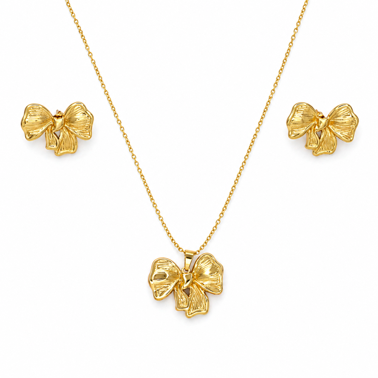 Golden Bow Necklace Set