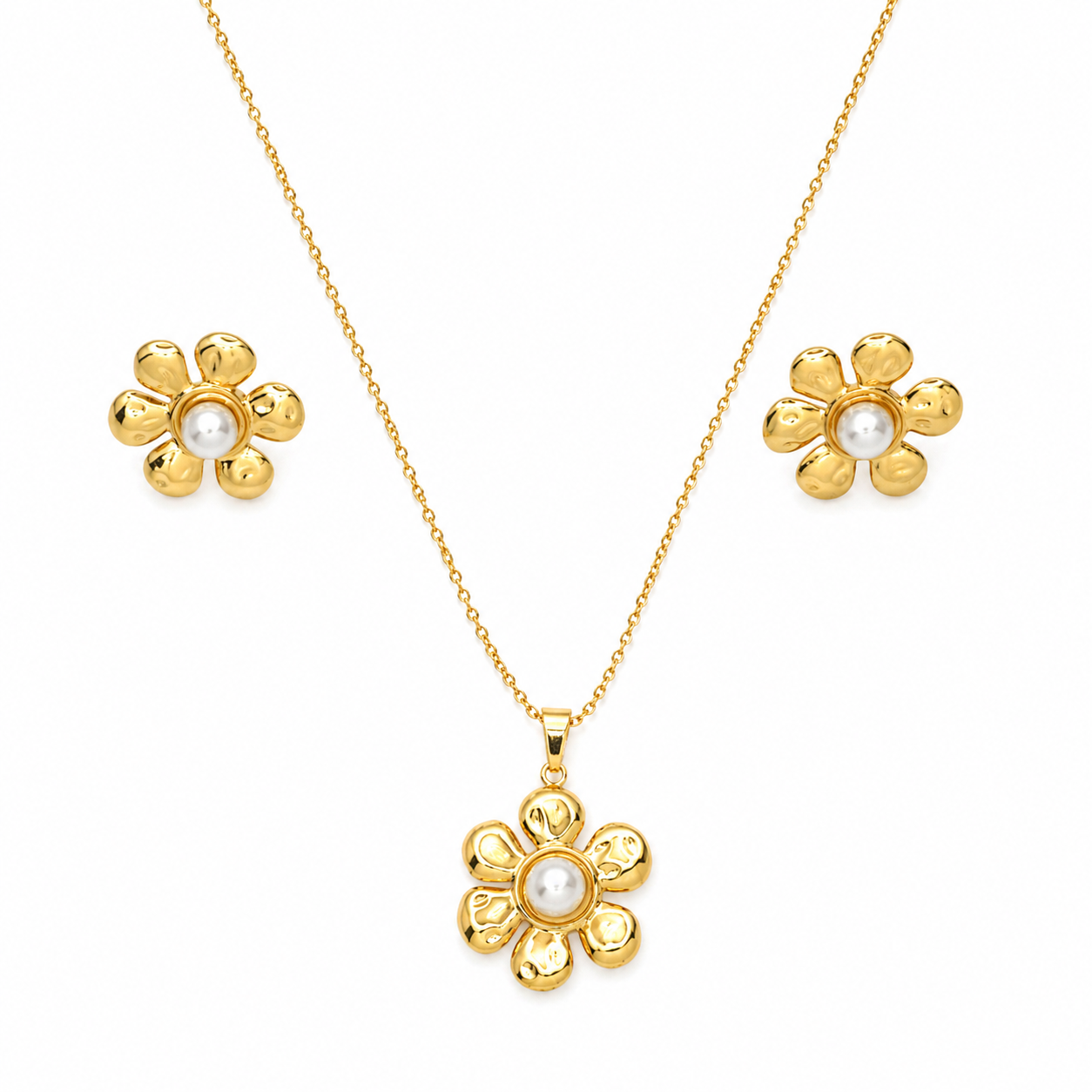 Elegant Pearl Blossom Necklace Set
