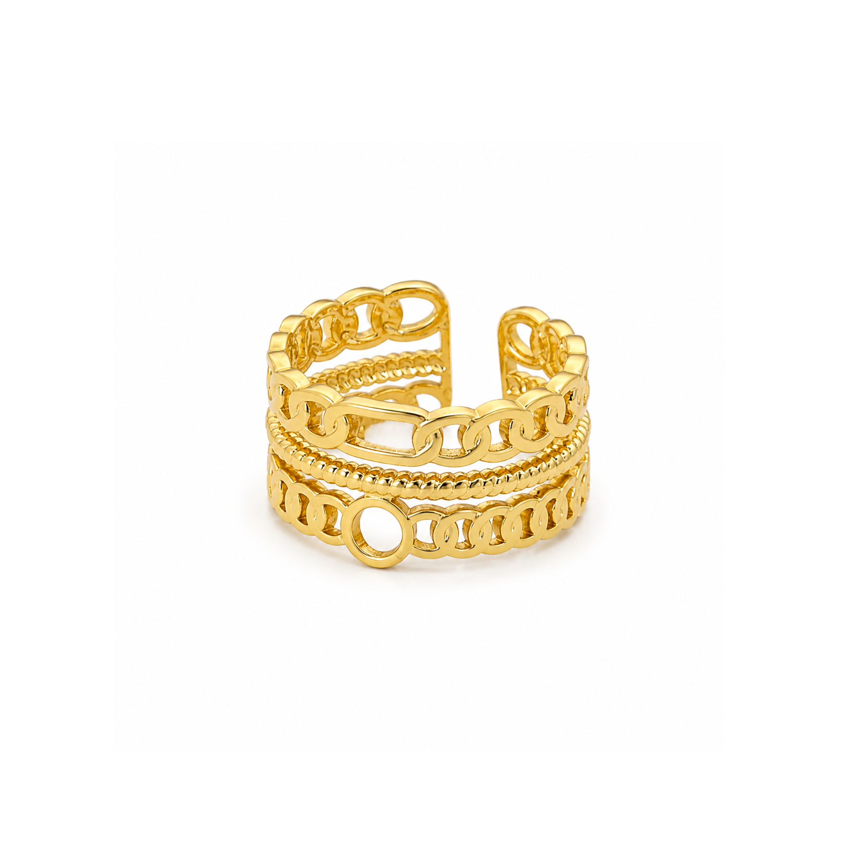 Gold Multi Link Layered Ring