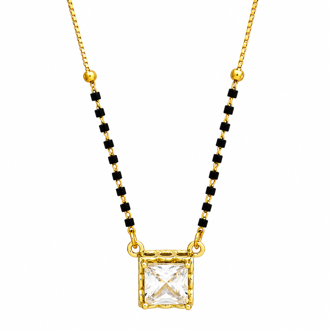 Gold Square Crystal Mangalsutra