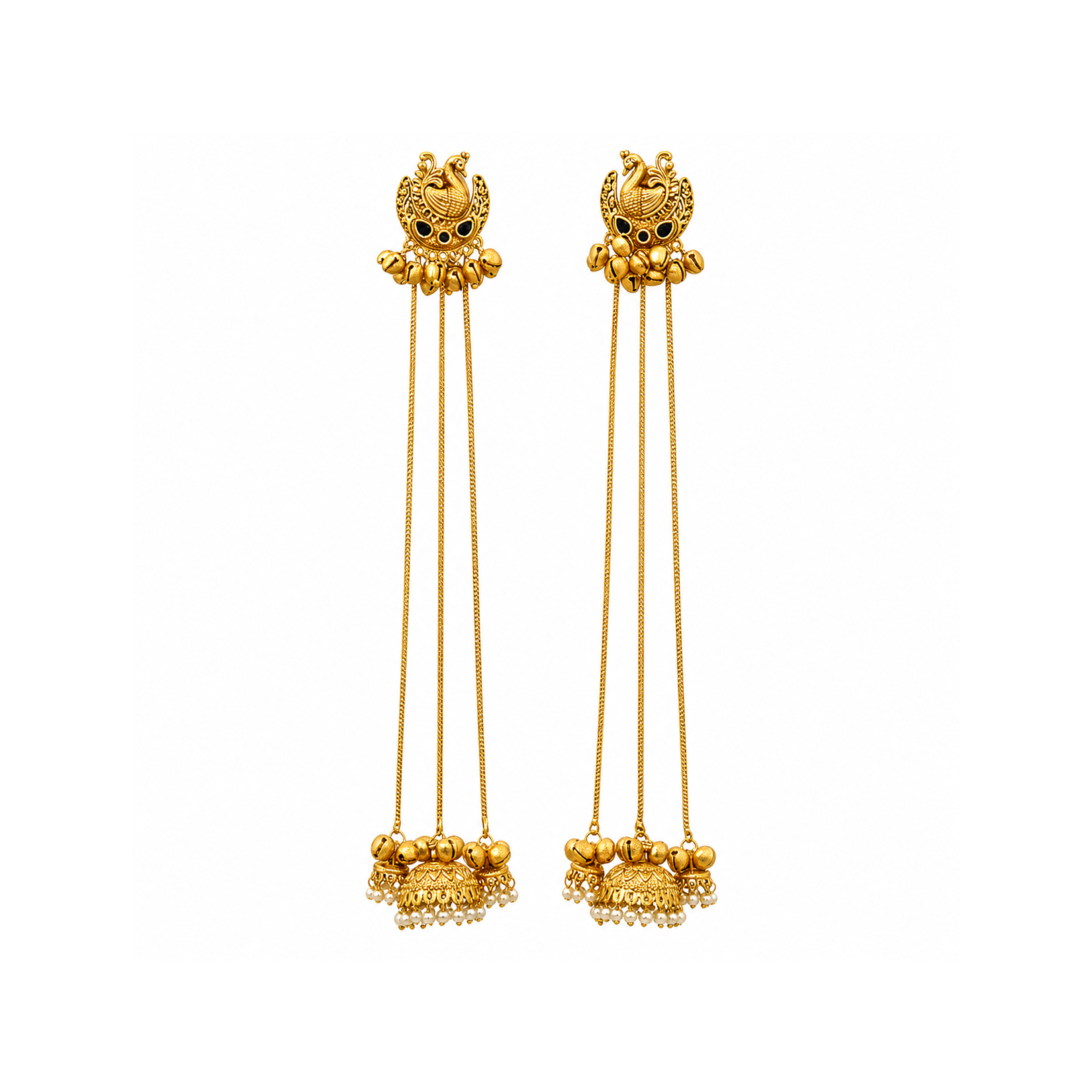 Kashmiri Jhumka Earrings With Long Chains