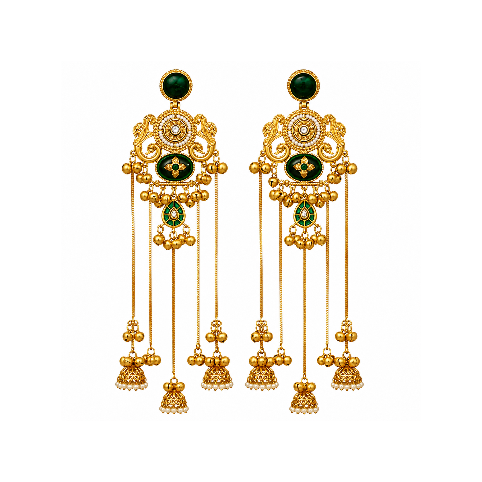 Royal Green Stone Kashmiri Jhumka