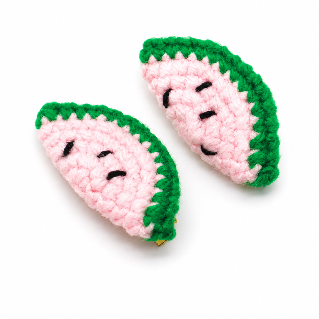 Crochet Pink Watermelon Hair Clips