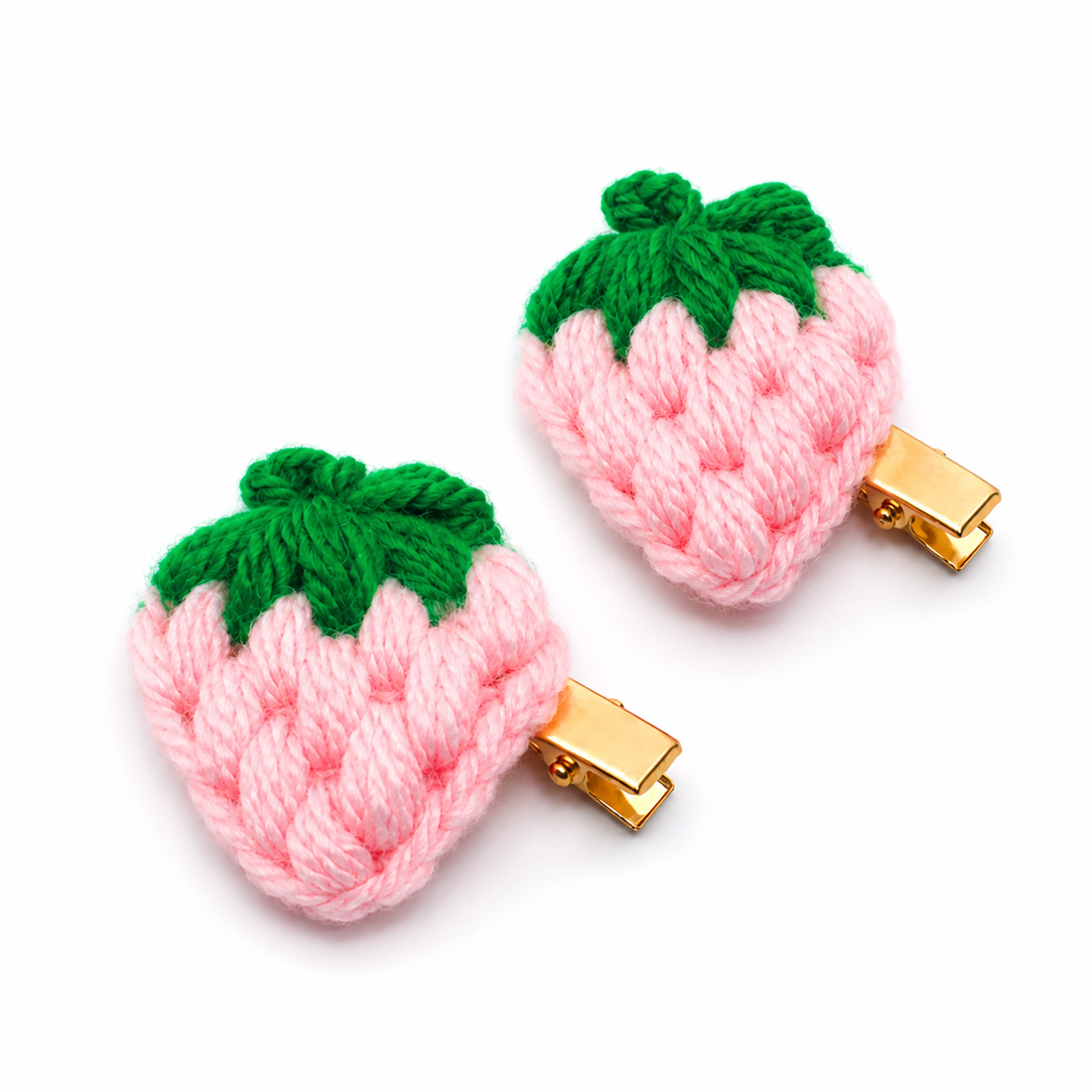Pink Crochet Strawberry Hair Clip