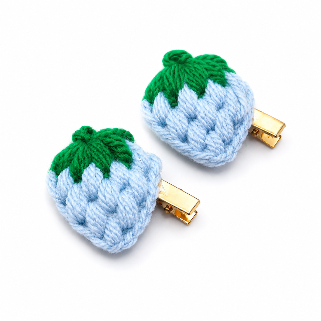 Blue Crochet Strawberry Hair Clip
