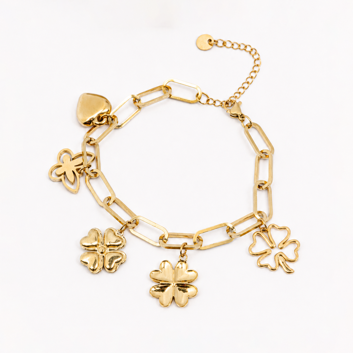 Paper Clip Butterfly Heart Clover Bracelet