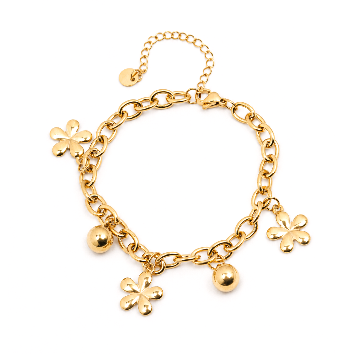 Golden Flower Charm Bracelet
