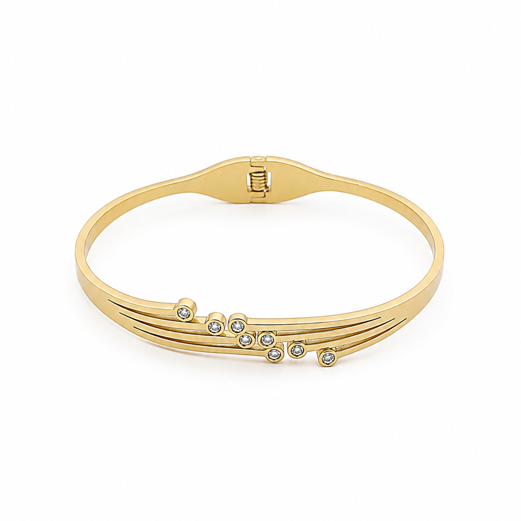 Gold Plated Sleek Sparkle Line Bracelet
