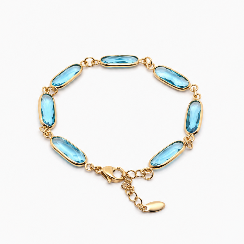 Sky Blue Crystal Stone Chain Bracelet