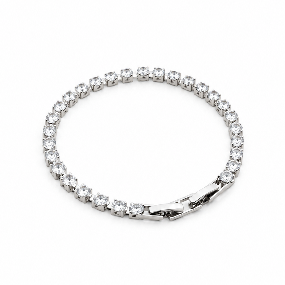Silver Plated White Crystal Stones Bracelet