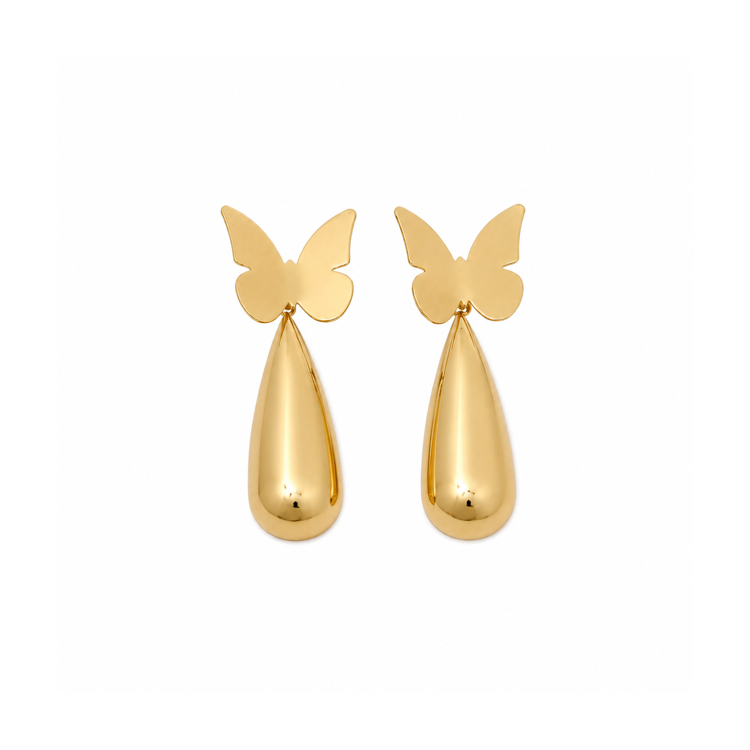 Gold Butterfly Drop Earrings