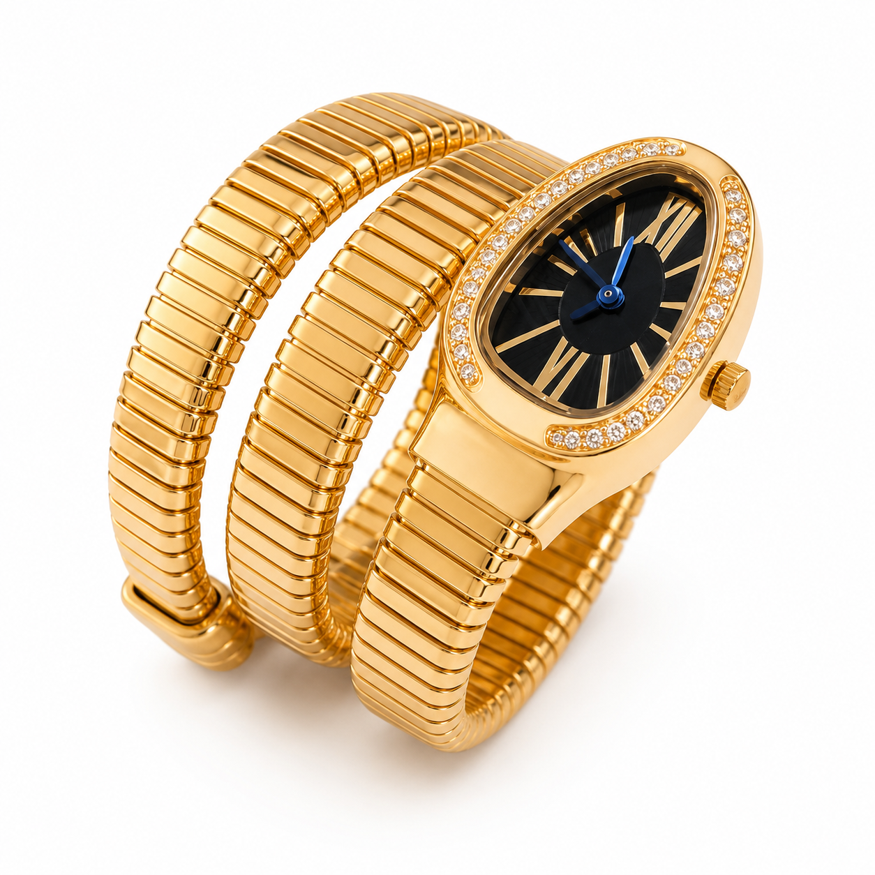 Luxury Gold Wrap Bracelet Watch With Crystal