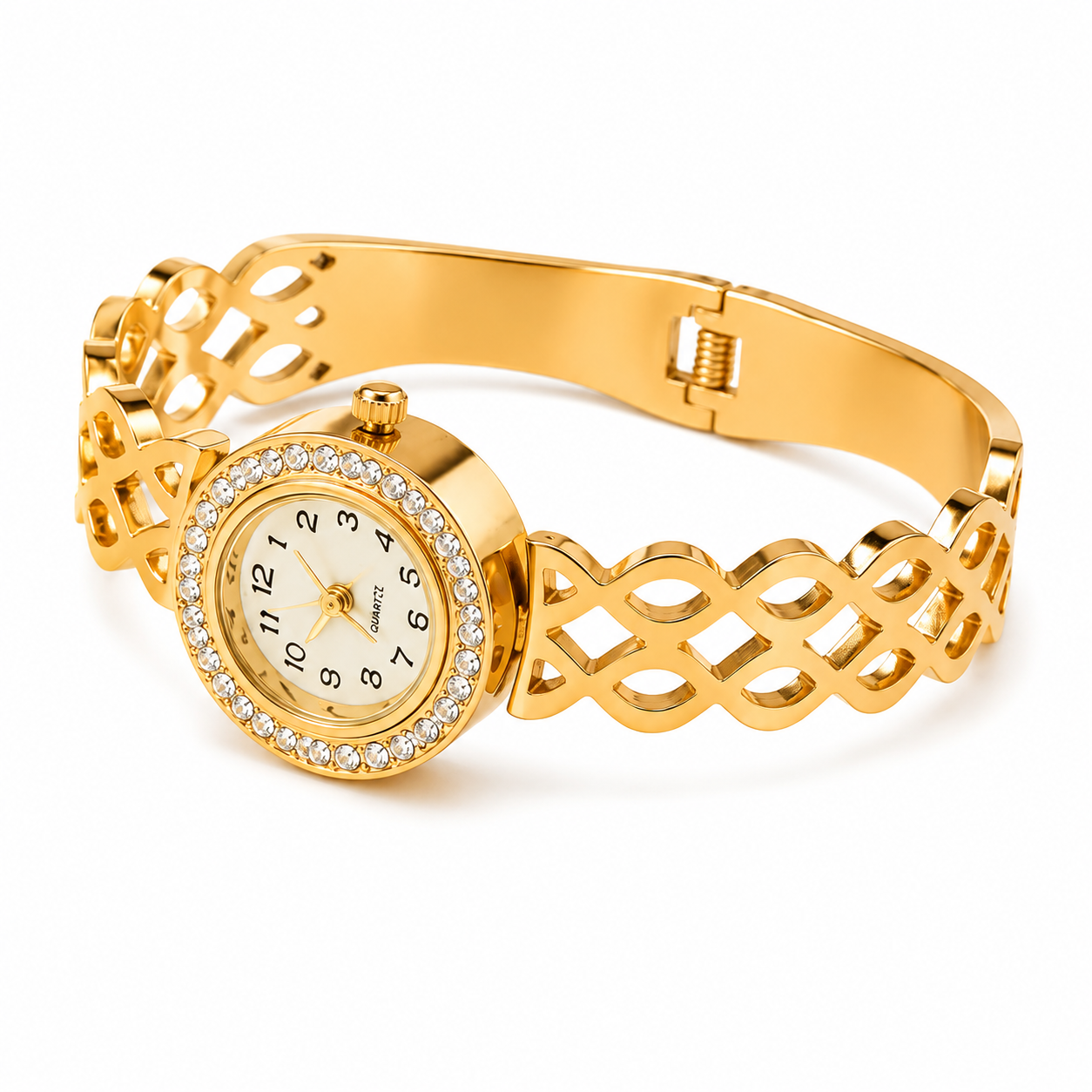 Golden Elegance Crystal Watch Bangle