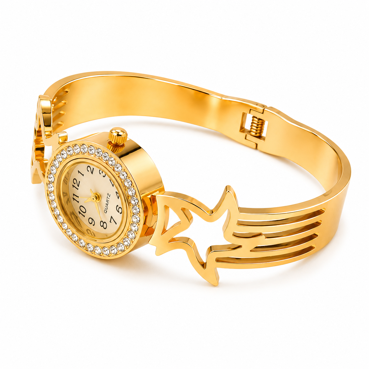 Golden Star Crystal Watch Bangle