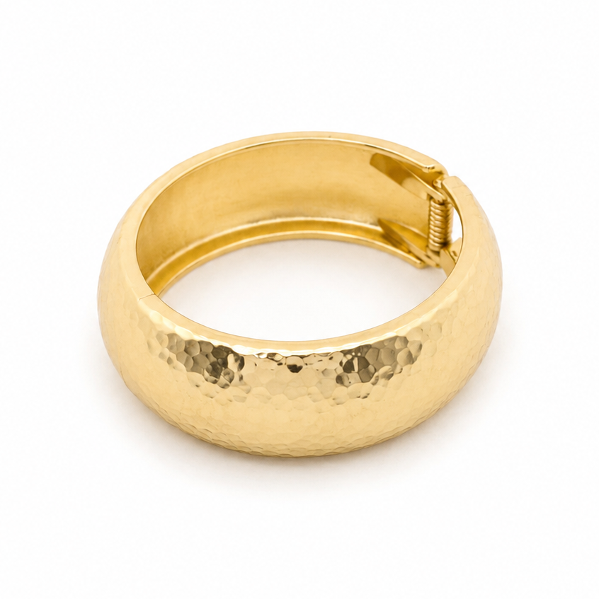 Gold Chunky Hammered Bangle Bracelet
