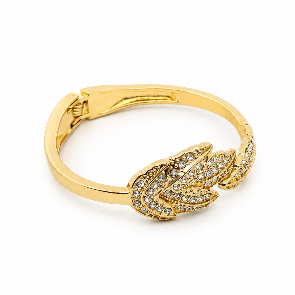 Gold Plated Diamond Leaf Bracelet
