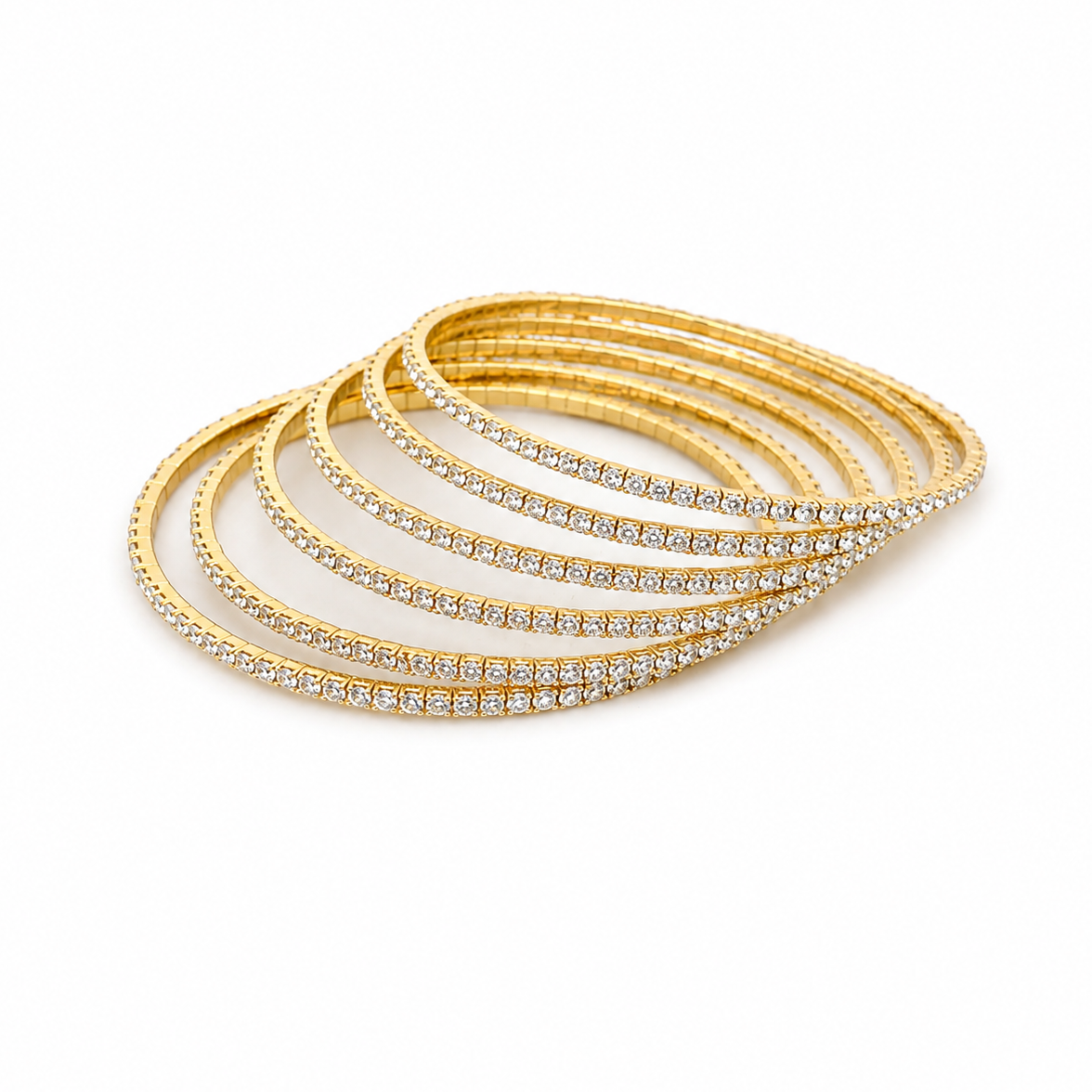 Gold Plated Bangles With White Stones