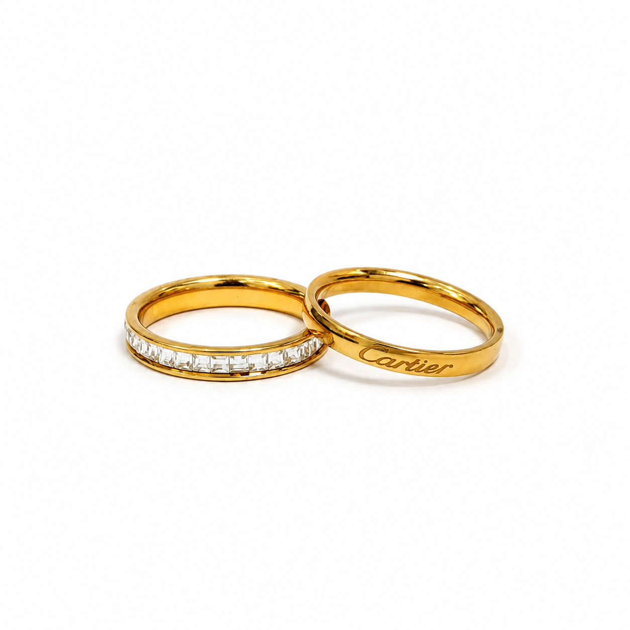 Crystal Golden Eternity Matching Rings Set