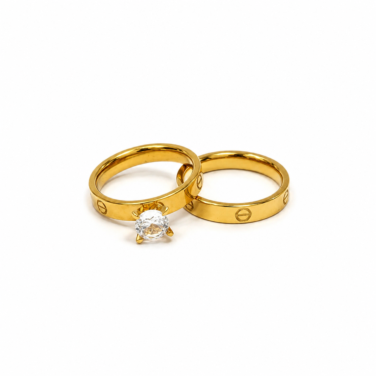 Eternal Solitaire Gold Couple Ring Set