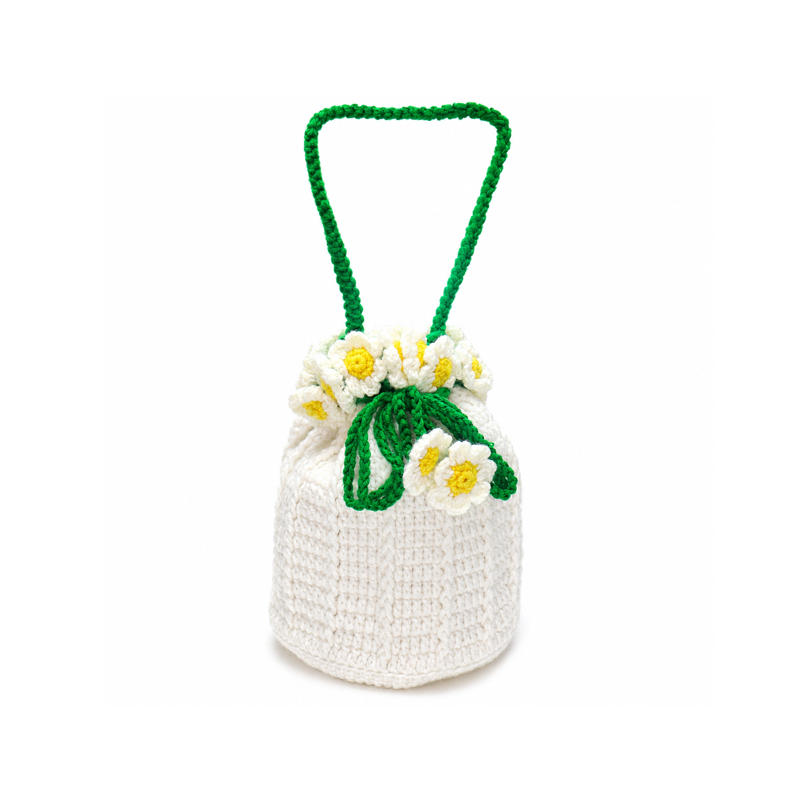 Daisy Bloom Crochet Bucket Bag
