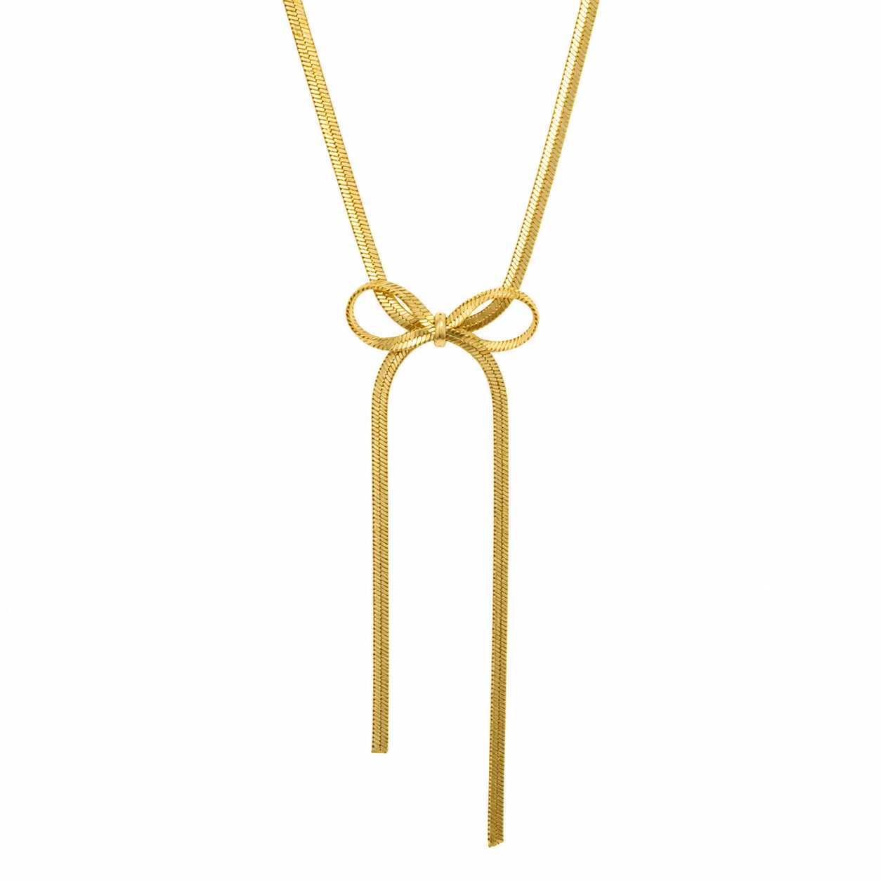 Chic Gold Bow Lariat Necklace