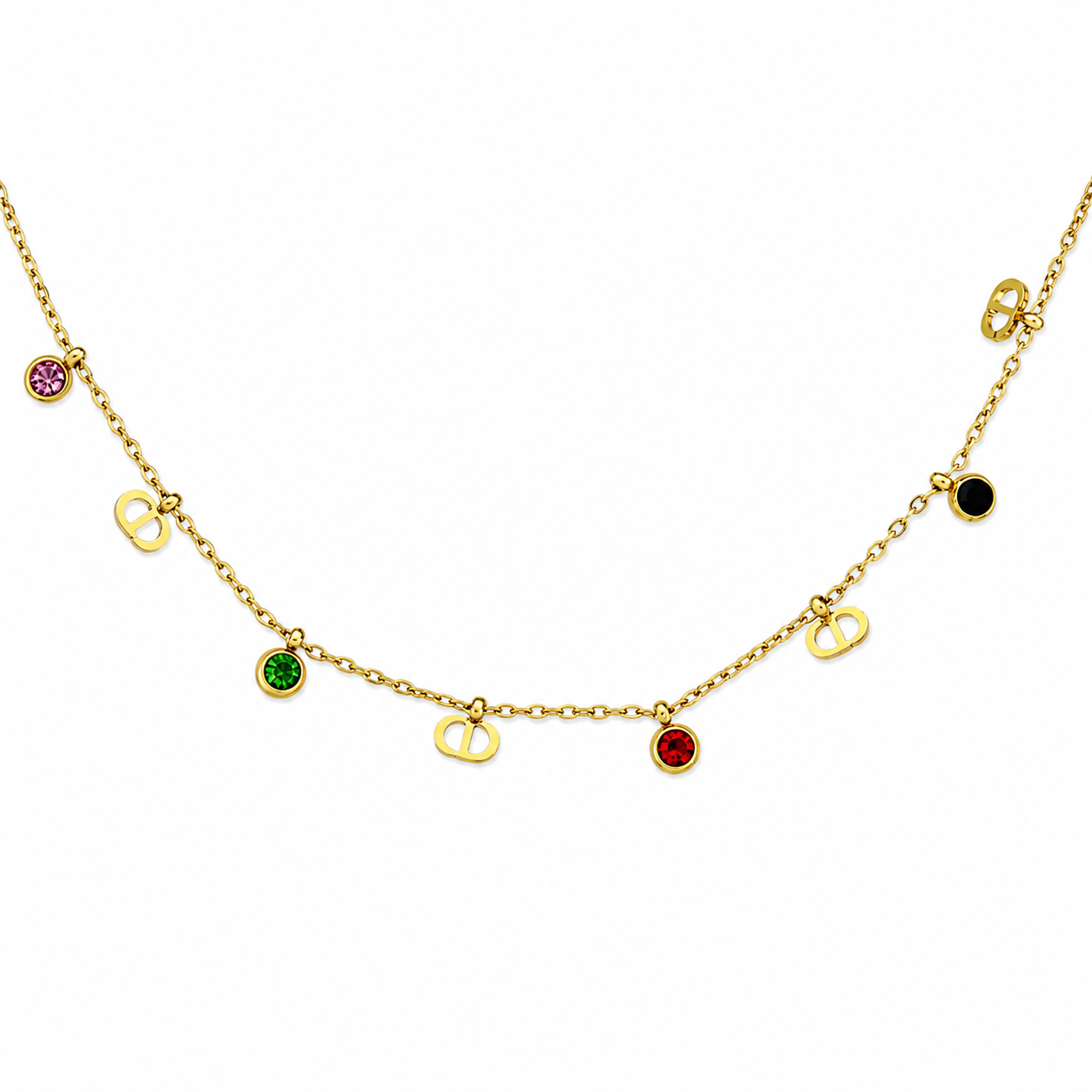 Multicolor Star Charm Gold Necklace