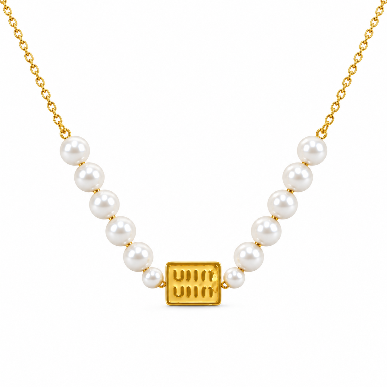 Gold Bar Pendant With Pearl Necklace