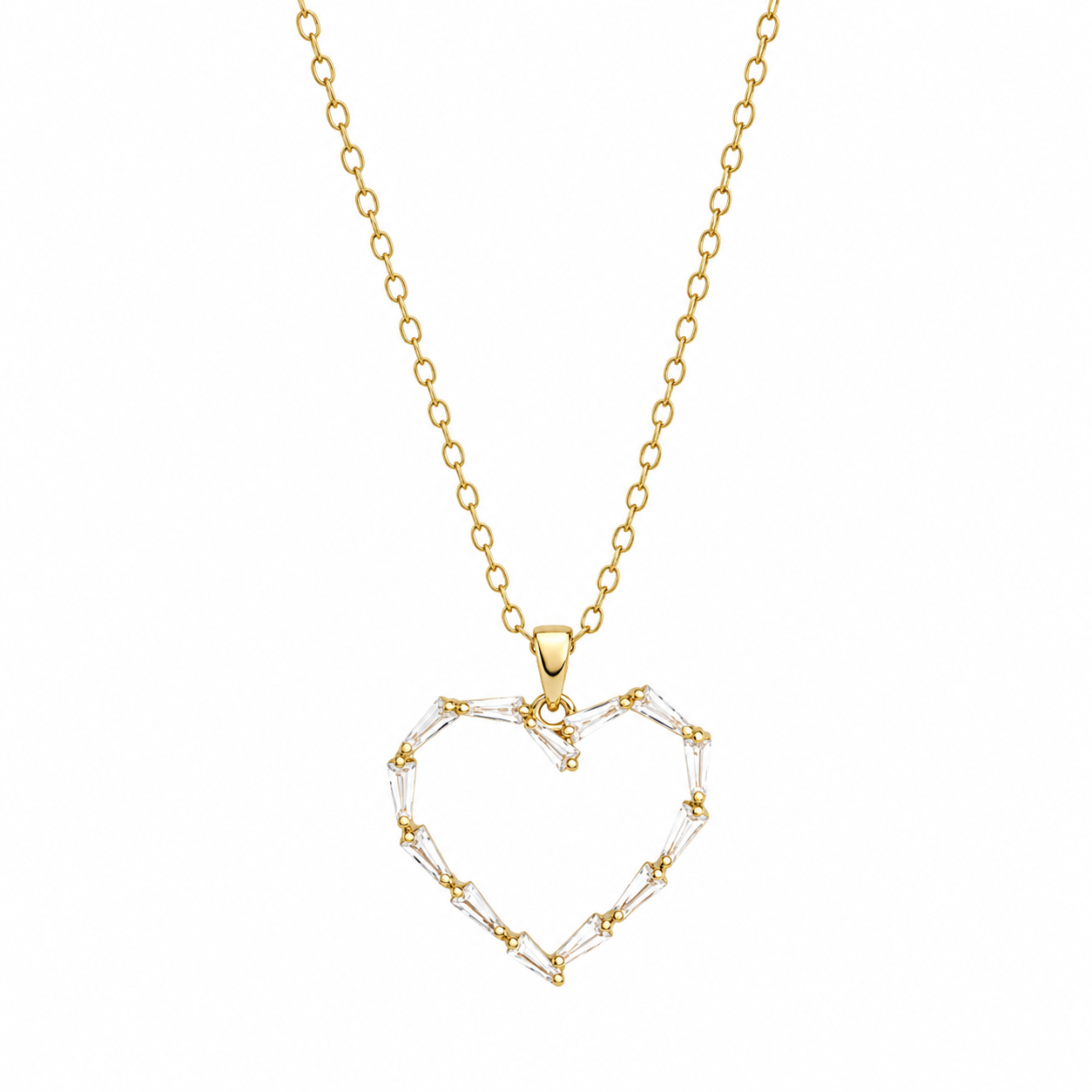 Eternal Heart Baguette Pendant Necklace