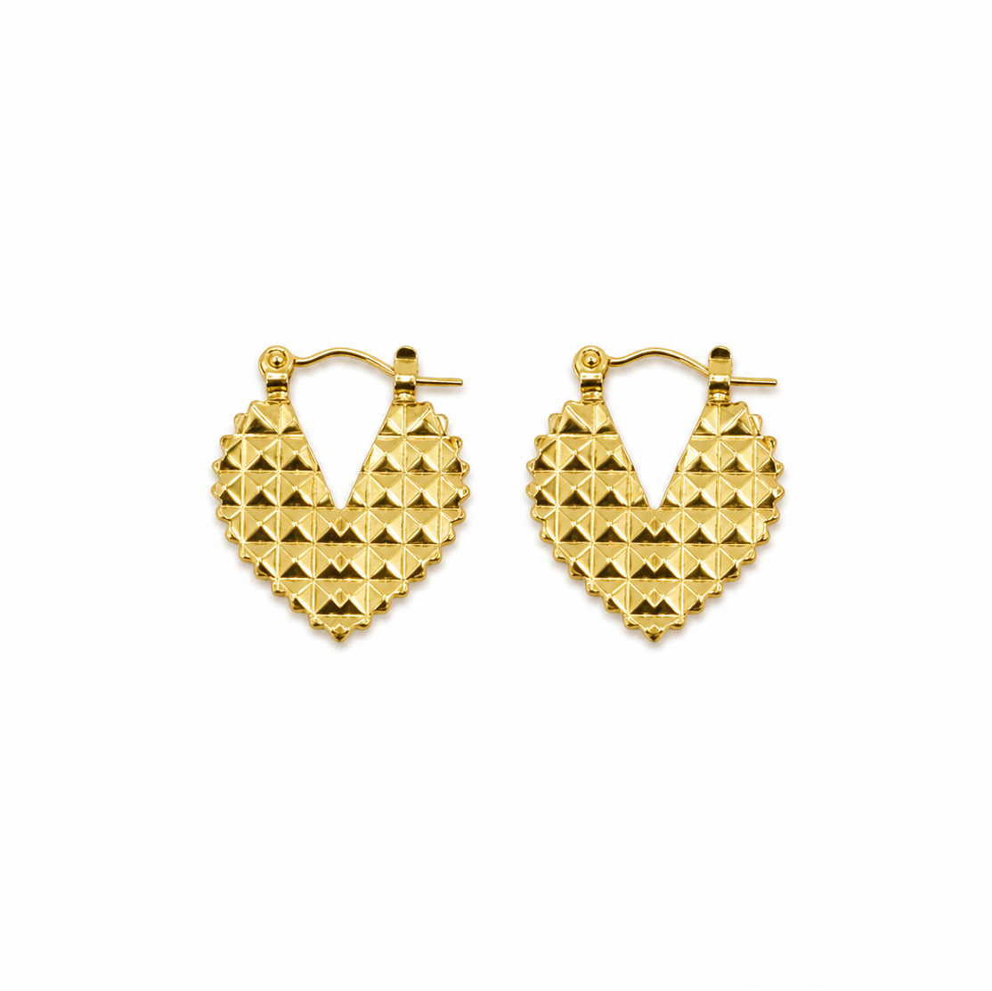 Textured Gold Heart Hoop Earrings
