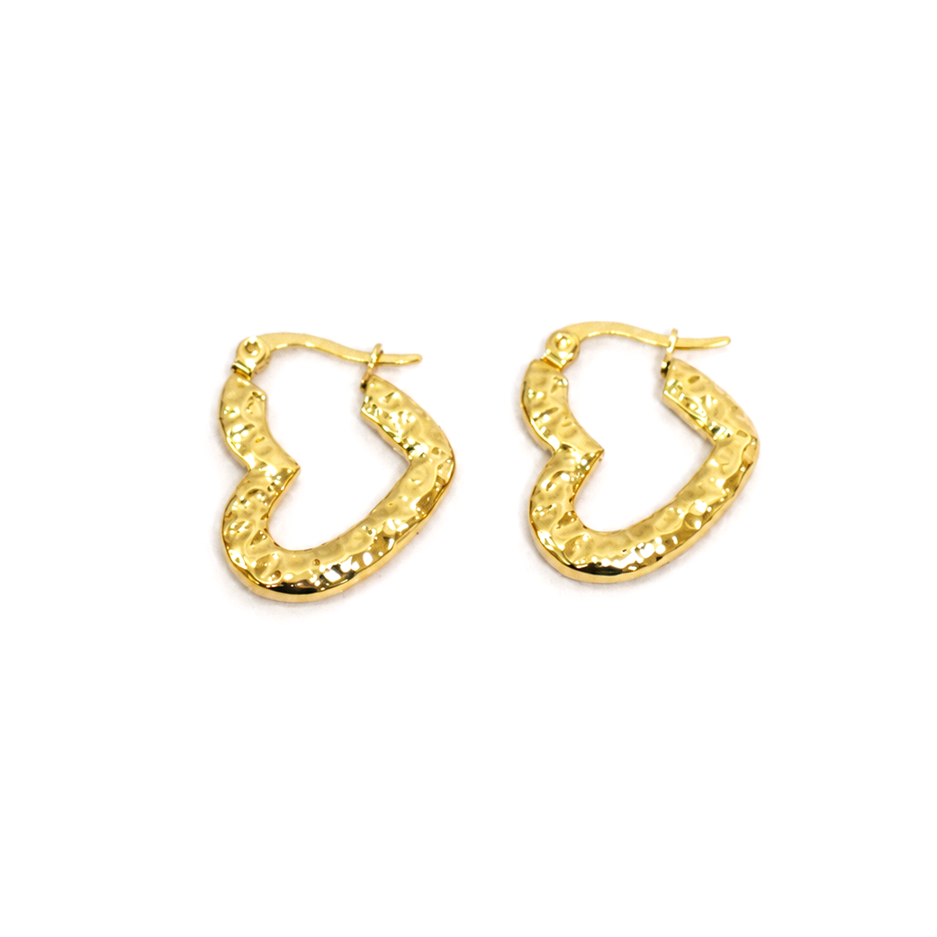 Organic Hammered Gold Hoop Earrings
