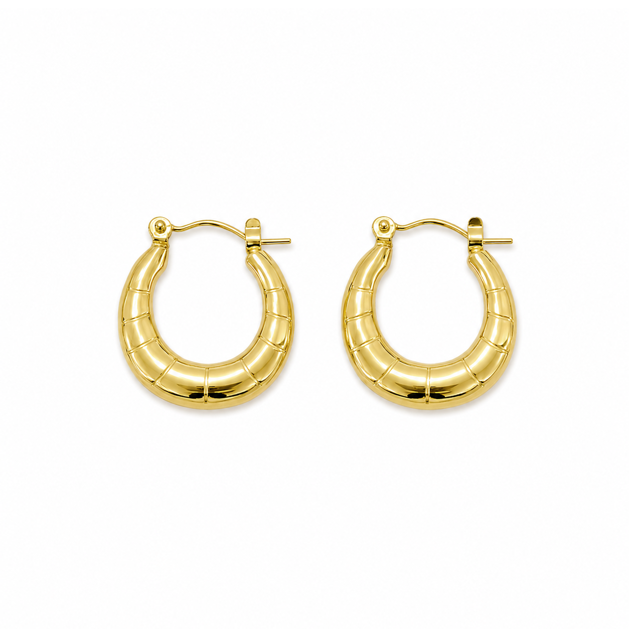 Golden Chunky Tube Hoop Earrings