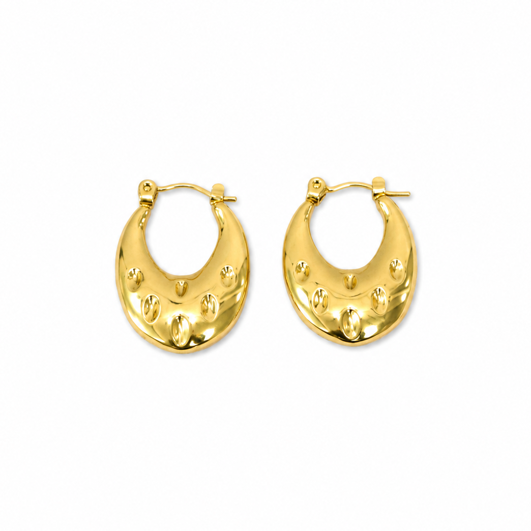 Golden Pebble Hoop Earrings
