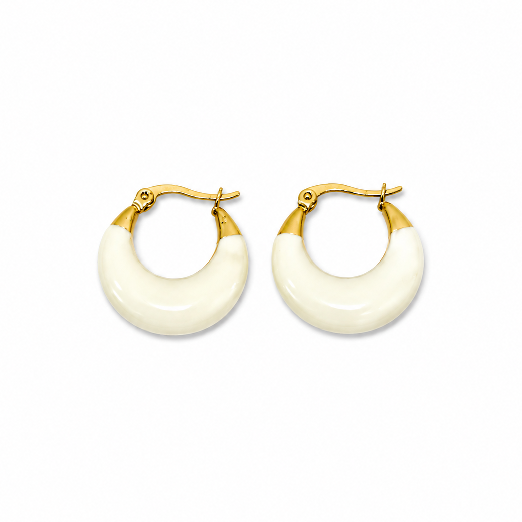 White Enamel Hoop Earrings