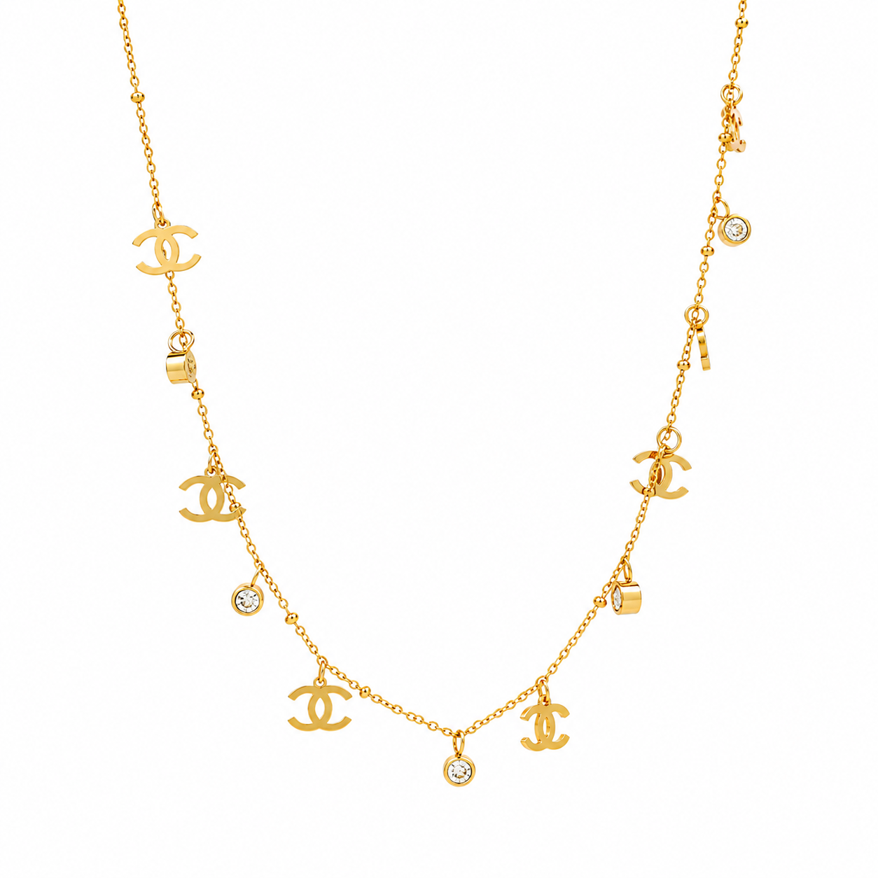 Gold Plated Crystal Charm Necklace